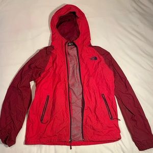 Red North Face rain jacket Medium